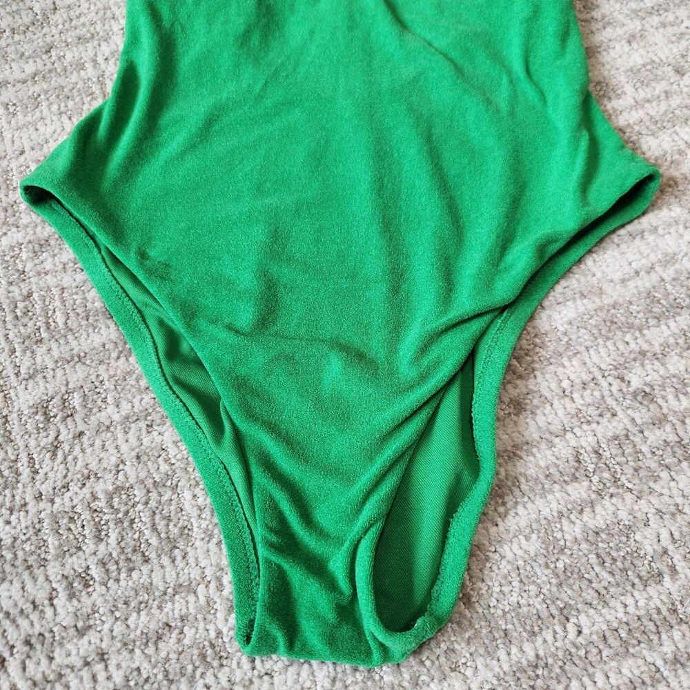 Sanctuary womens high leg one piece swimsuit kelly green micro terry size M - Picture 5 of 12